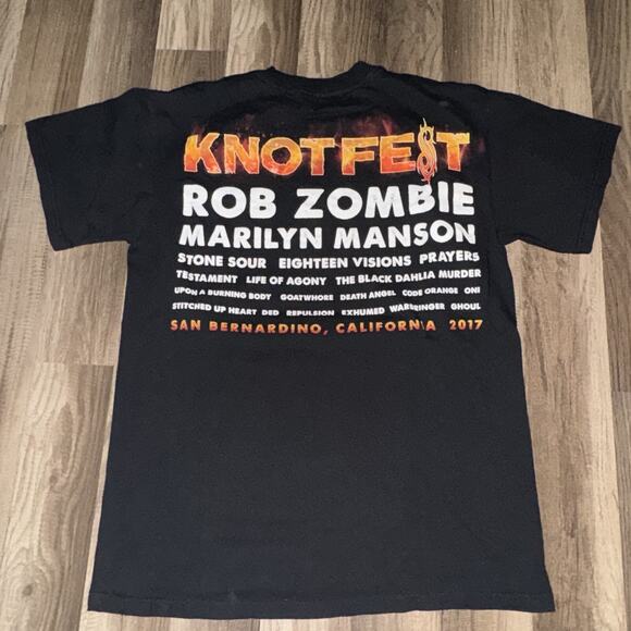 2017 Knotfest T-Shirt Black Medium 18x26 Rob Zombie Marilyn Manson - Picture 5 of 7